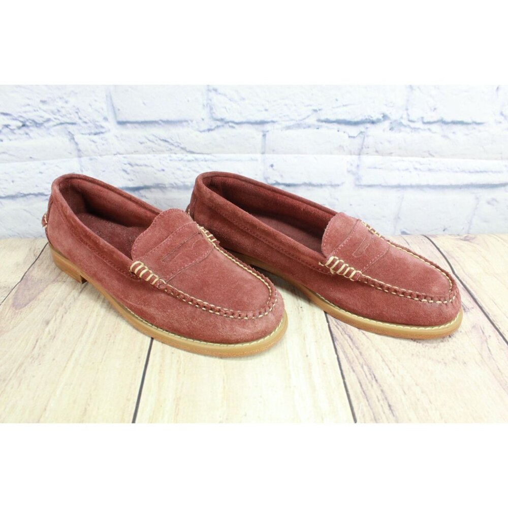 LL Bean Signature Suede Leather Penny Loafers Shoes Burnt Orange 6 M - Picture 3 of 8